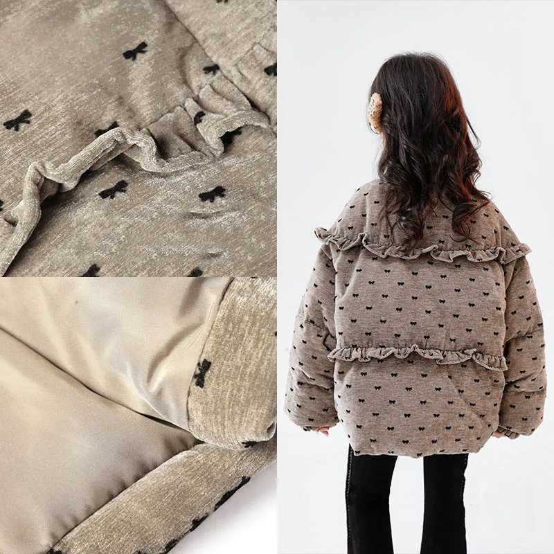 RAISE Winter 412Y Kids Girls Parka Bow Print Thick Warm Children Girl Winter Jacket Young Teenagers Girl Sweet Padded Outerwear Y251023