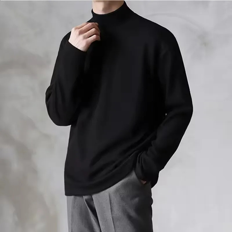 Yasuk Spring Autumn Winter Solid Casual Plush Turtleneck Mens Loose Bottom Double Faced Velvet Sweater Simple Warm BigSize 251016