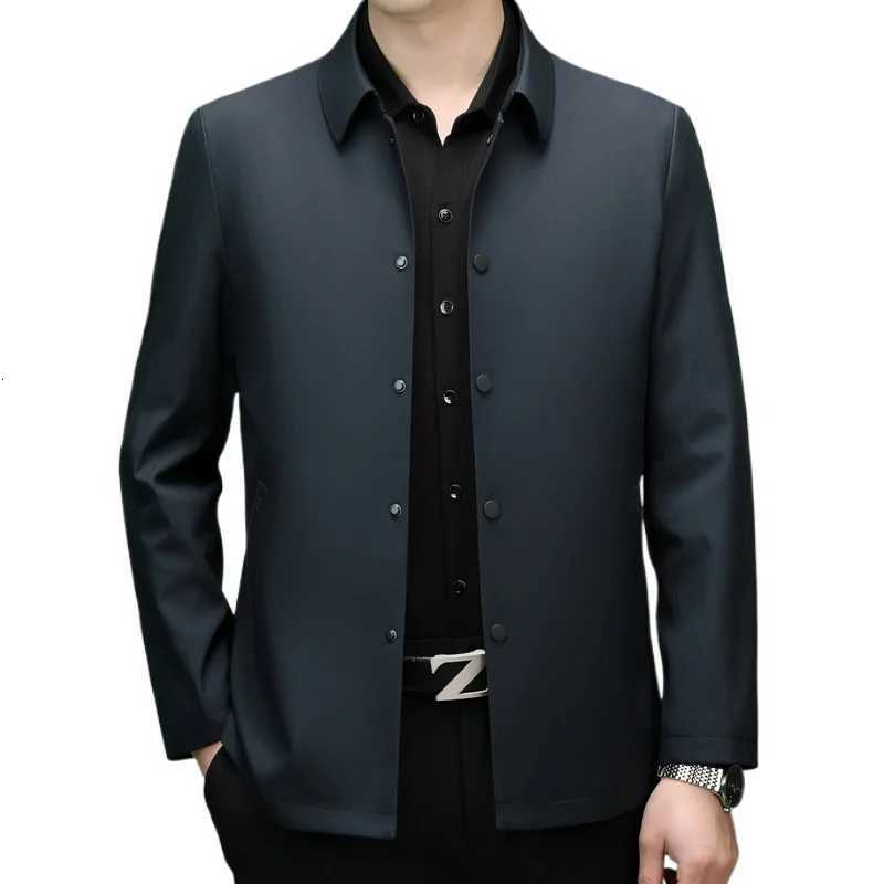 Mens Solid Color ButtonUp Jacket High Quality Business Casual Fashion Spring Autumn Handsome AllMatching Design W251023