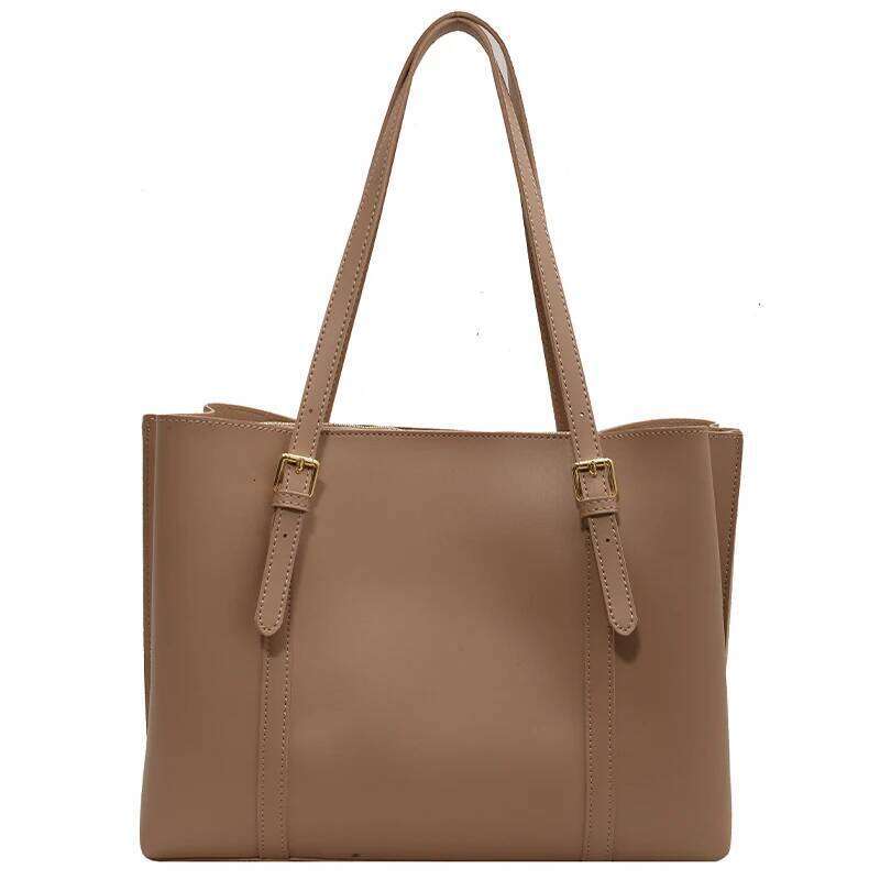 High Capacity PU Tote Bag New Women's Vintage Zipper Magnetic Snap Shoulder Bags Fashion Versatile Commuter Class Handbag