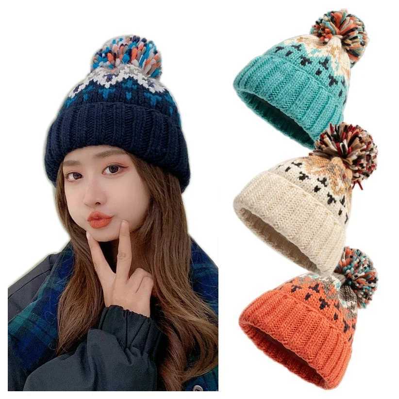 Winter Beanie for Wen Men Christmas Colorf Warm Wooln Hat Allmatch Ski Sklies Bonnets P Hats Earflaps Bber HatsW251023