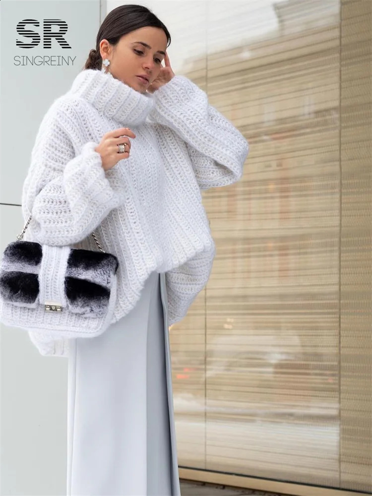 SINGREINY Turtleneck Knit Pullover Women Winter Outwear Loose Solid Elegant Long Sleeve Fashion Ladies Casual Warm Sweater Tops 251022