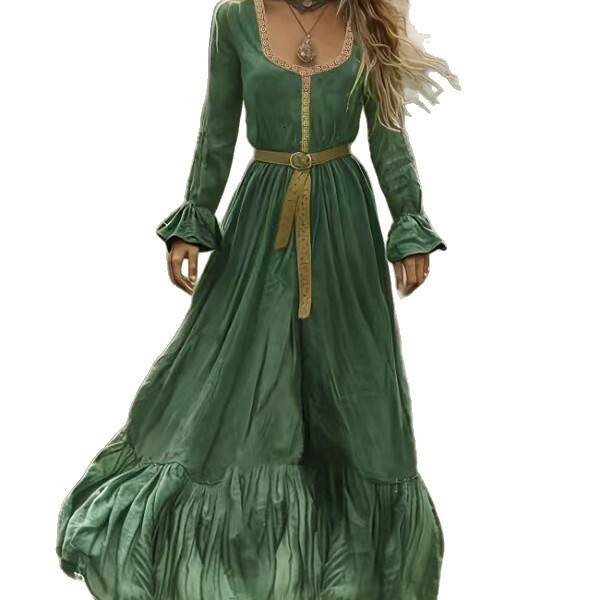 Autumn and Winter New European and American Designer Ethnic Bohemian Printed Holiday Beach Skirt