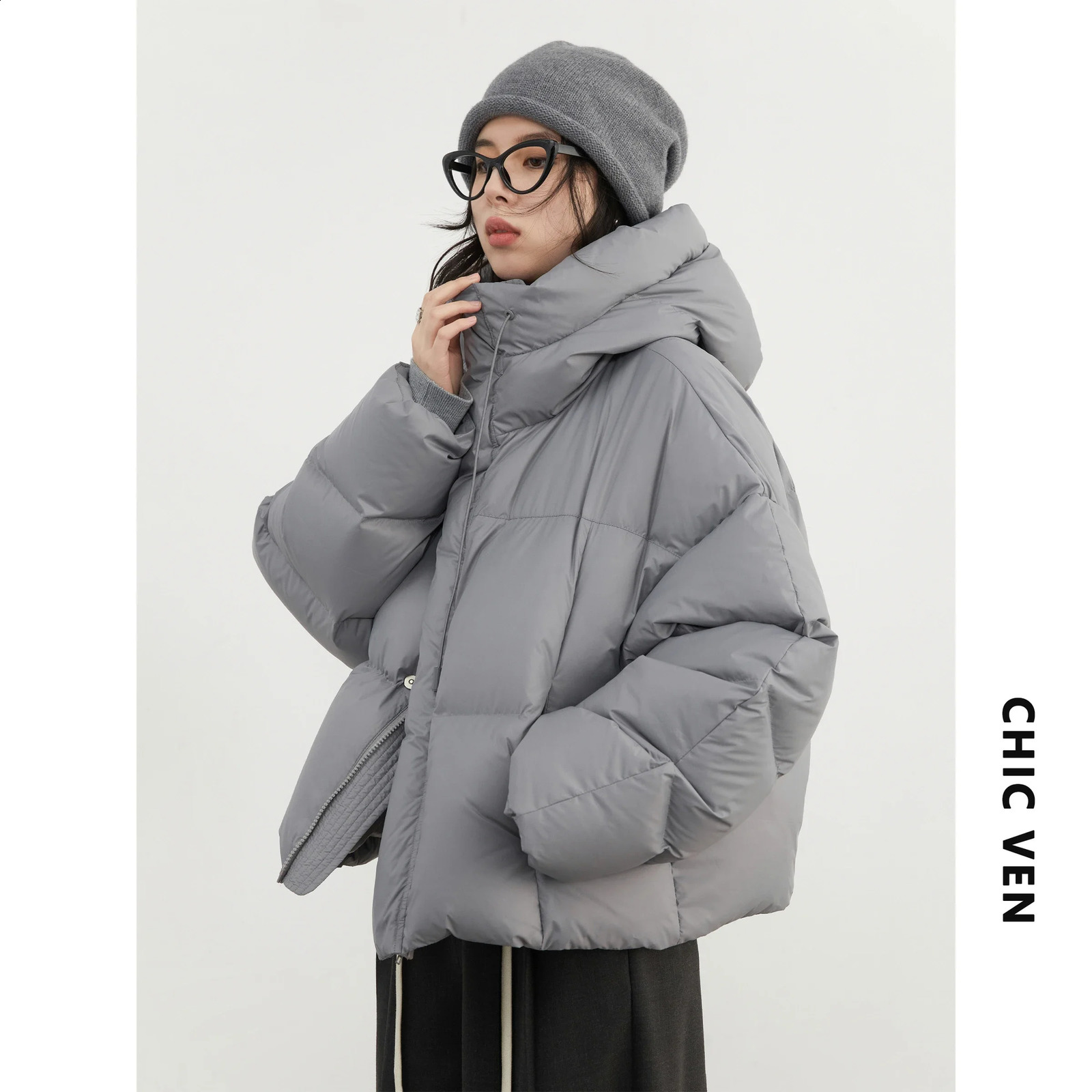 CHIC VEN Women Down Coats Loose Casual Hooded 90 White Duck Female Jacket Autumn Winter 251022