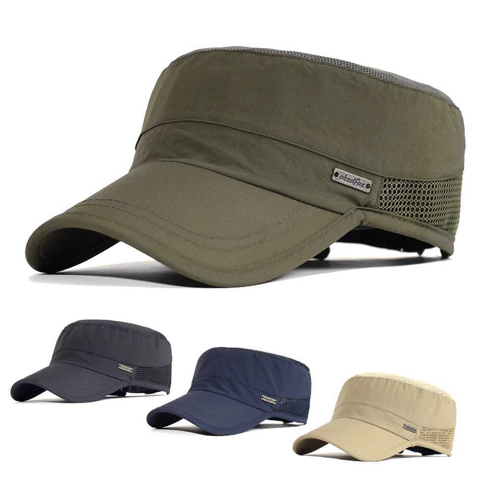 Summer Mesh Outdoor Sport Quick Drying Military s Men Breathab Cadet Army Flat Top Hat Cycling Running BaseballW251023