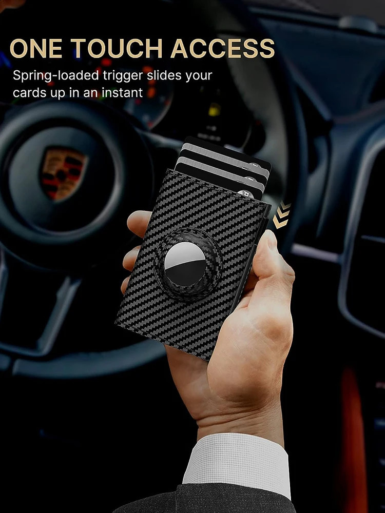 YAT Mens Card Bag With Air Tag Positioning Slot RFID Anti Theft Brush Ultra Thin Metal Wallet Credit Card Clip251023