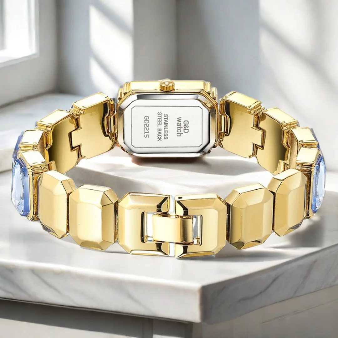 Ladies Wrist Watch Small Golden Square Quartz For Women Bracelet Watches Top Brand Luxury Diamond Fashion Womens Watch 2024L251023