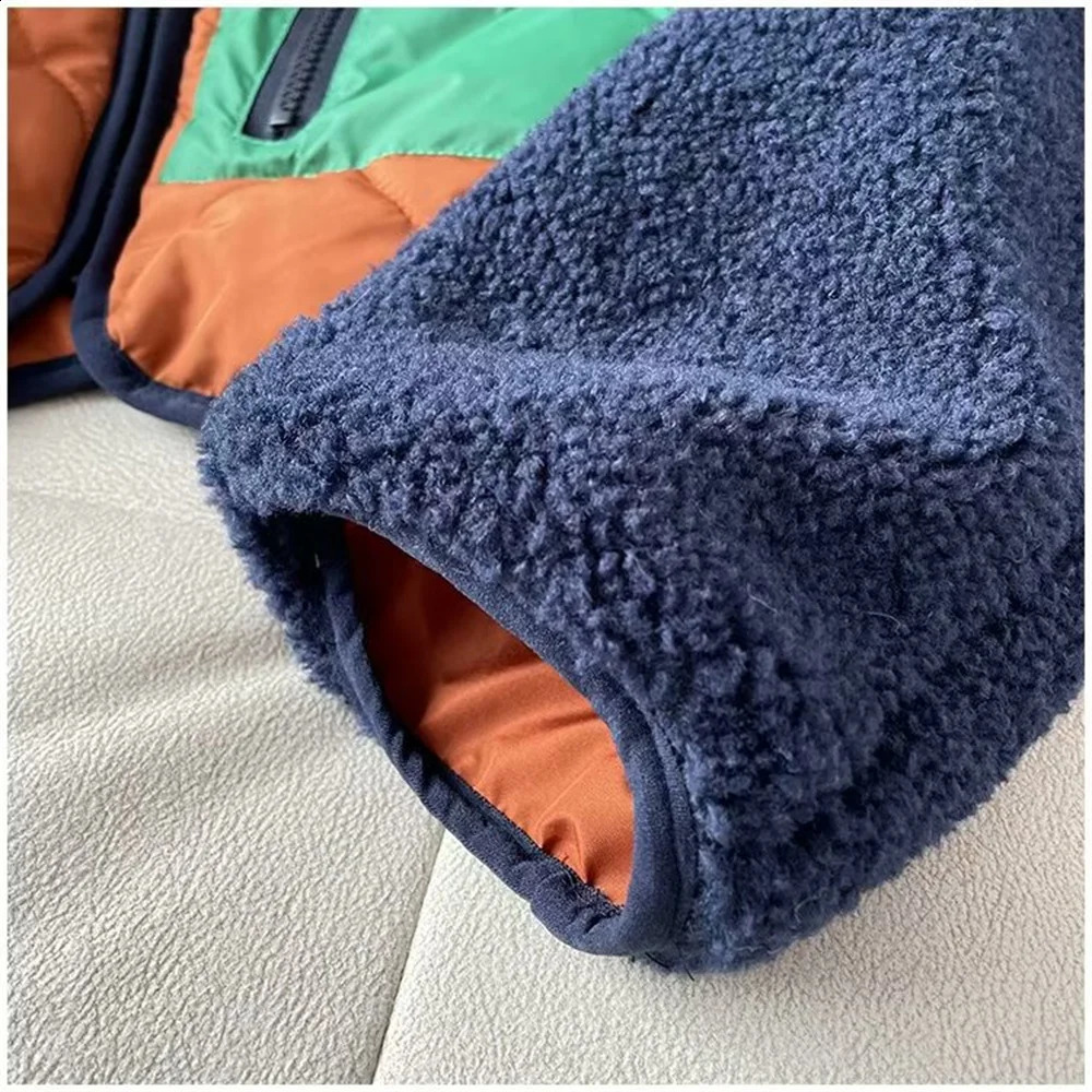 High quality fashionable autumn and winter womens fleece patchwork lamb wool short jacket cotton 251018