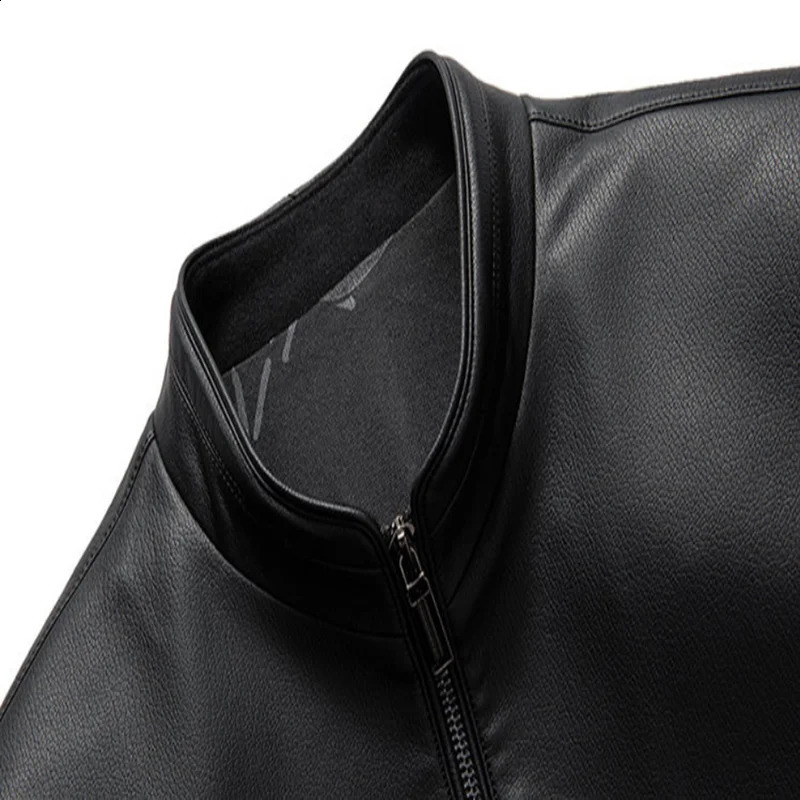 Leather Fashion Handsome Trend Solid Color High Quality Male Stand Collar Dad Father Middleaged Autumn and Winter Coat 251023