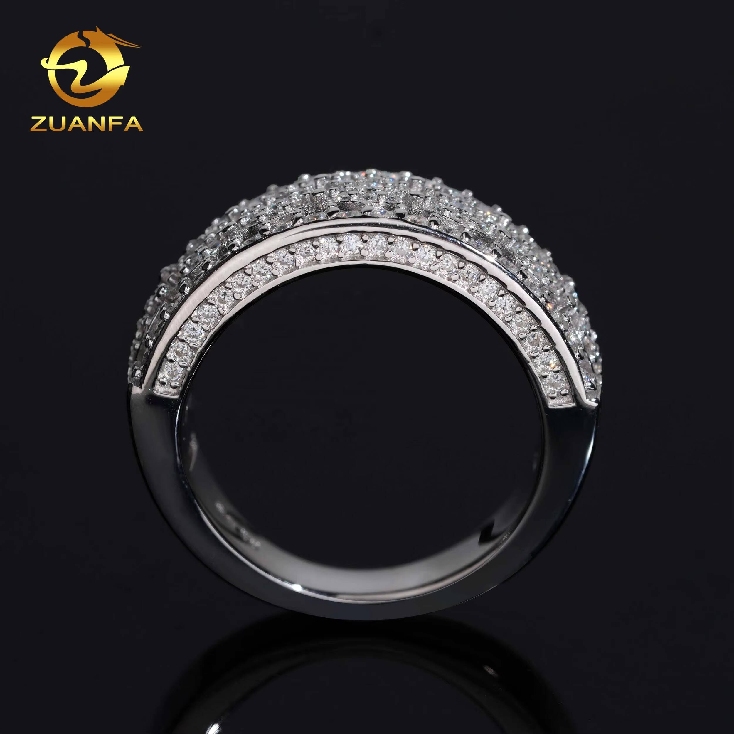 USA Warehouse Drop Shipping Hot Sale Fashion Iced Out Hip Hop Jewelry Vvs Moissanite Lab Diamond 925 Sterling Silver Man Ring