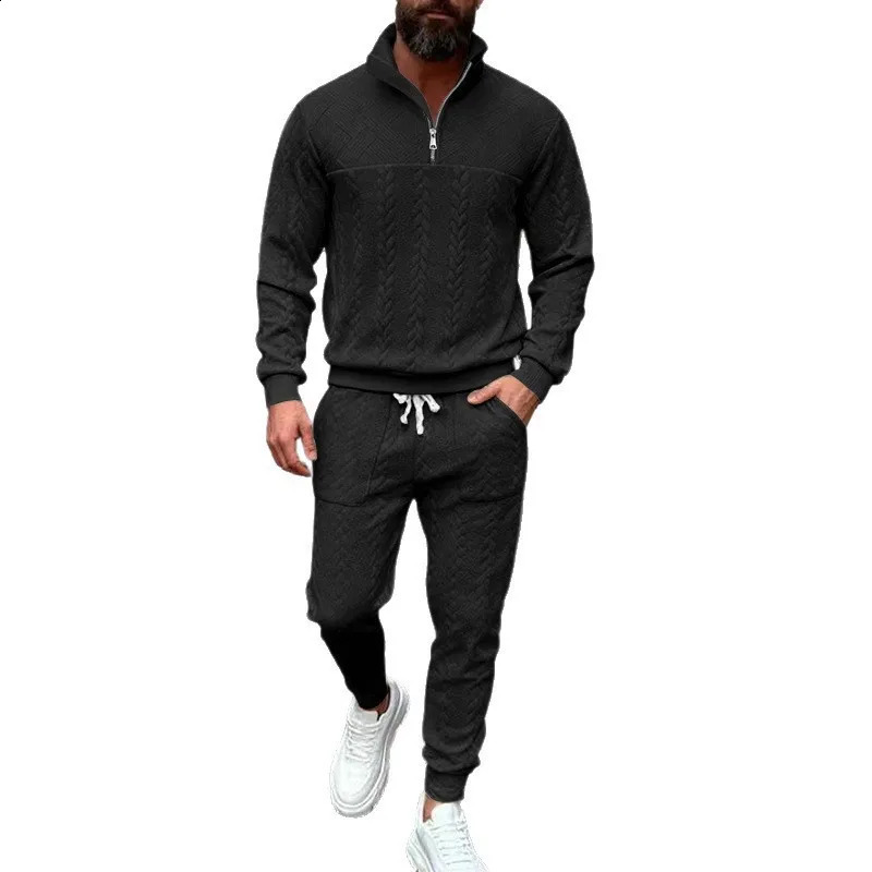 Mens Winter Collection European American TwoPiece Sweatshirt Set Jacquard Street Fashion Casual Sportswear 1 Or 2 Pieces 251023