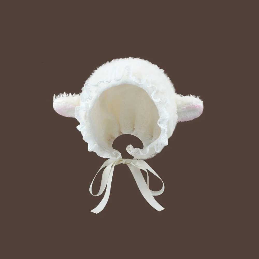 Fluffy Costume Cat Ear Lace Hats Warm Soft Lovely Lamb Cosplay Bucket Beanies Hat Outdoors Winter Warm s Christmas GiftW251023
