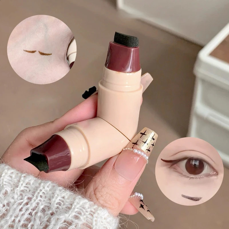 Heartshaped Double Head Stamp Eyeliner Pen LongLasting Waterproof Nonsmudging Novice Brown Black Eyeliner for Bold Eye Makeup 251014