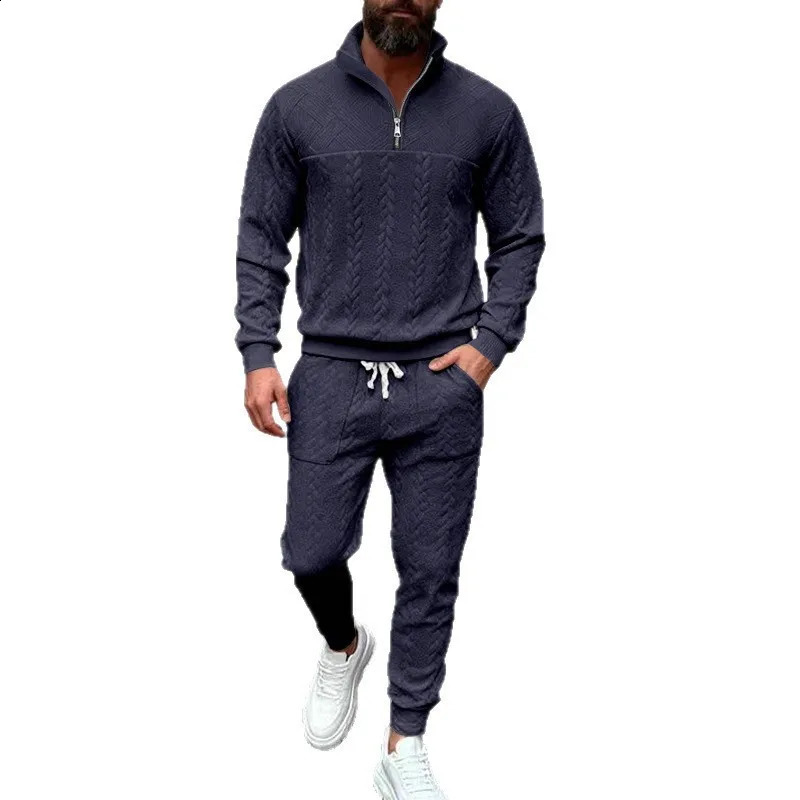 Mens Winter Collection European American TwoPiece Sweatshirt Set Jacquard Street Fashion Casual Sportswear 1 Or 2 Pieces 251023