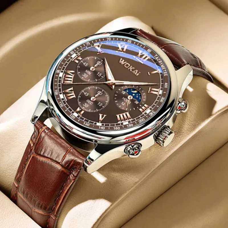 Luxury Brand Watch Men Quartz Watches Leather Strap Fake Three Eye Fashion Business Wristwatches Dropshipping RelojL251023