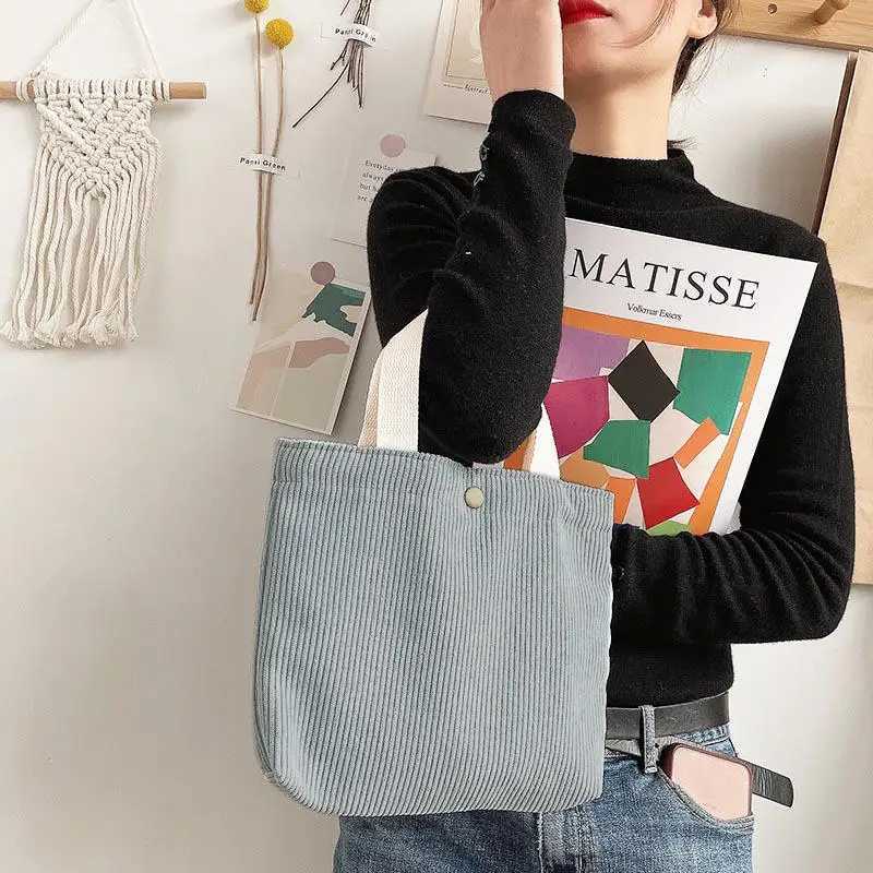 Simple Portable Women Storage Handbags Solid Color Corduroy Cosmetic Bag Female Travel Bento Shoulder BagsL251023