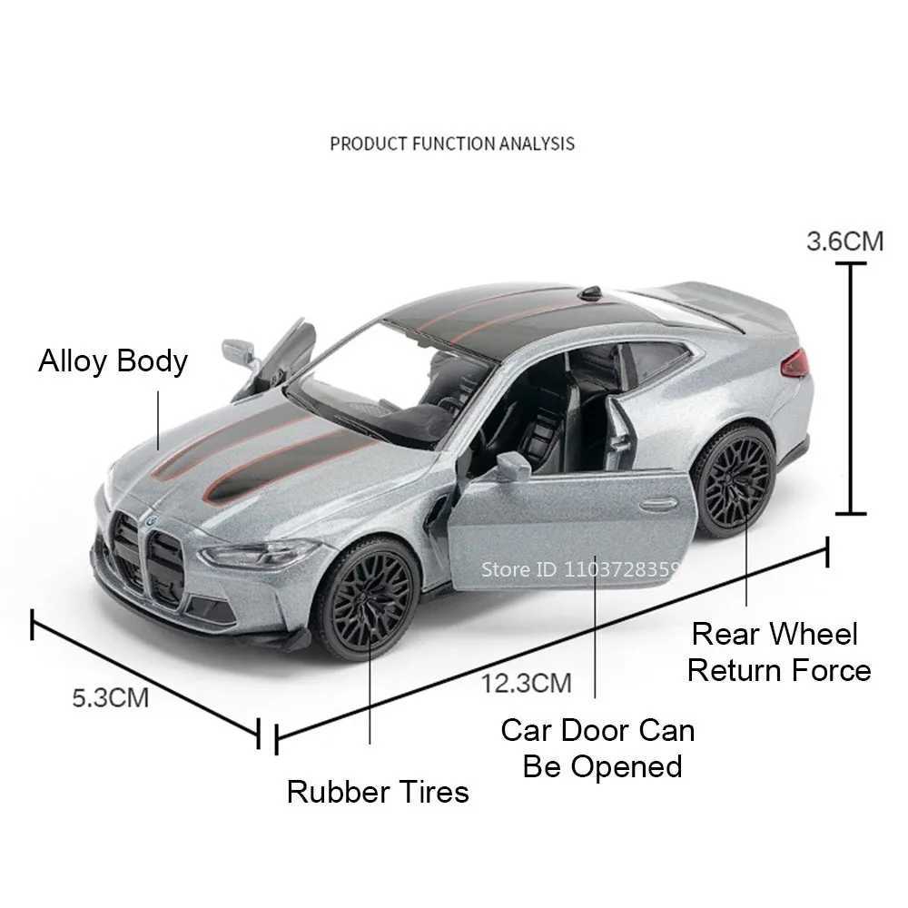 136 Model Car BMW M4 CSL M3 1987 Miniature Cars Alloy Diecast Doors Opened Pull Back Rubber Tires Ornament Toys for Kids GiftsT251023