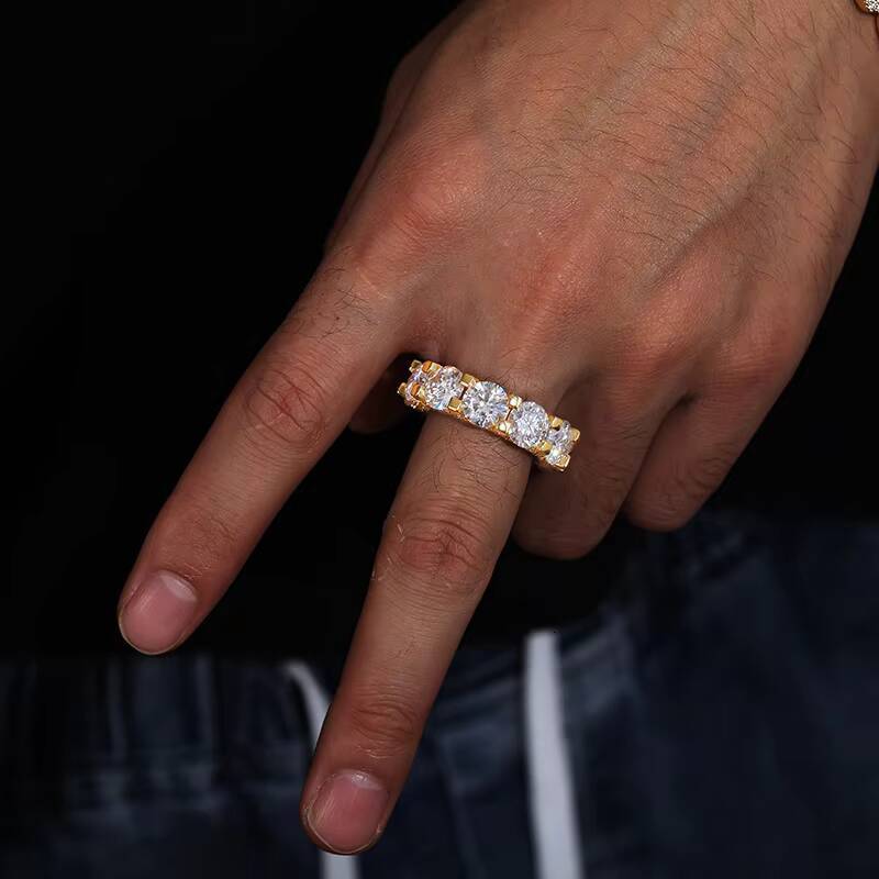 Luxury Engagement Fine Jewelry 925 Sterling Silver 1 Row 3mm8mm VVS Moissanite Diamond Wedding Band Ring for Men Women Girls