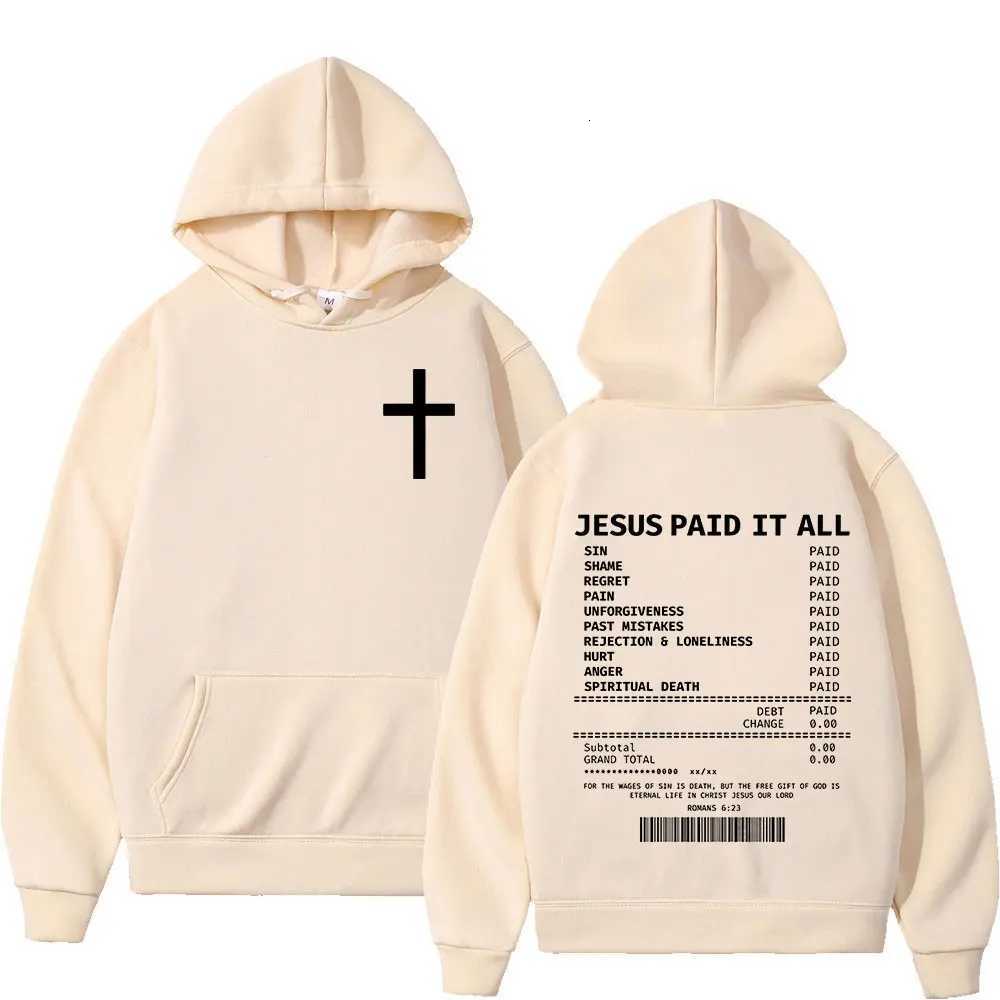 Salvation Jesus Paid It All Hoodies Christian Bible Verse Mens Women Clothing Hip Hop Vintage Sweatshirts Oversized PulloversT251023