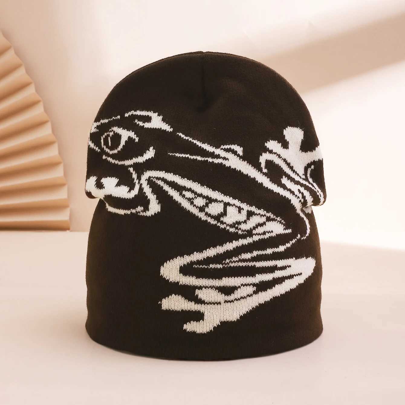 Autumn Winter New Frog Jacquard Knit Hat Fashionable Elastic Woolen Cap Street Style Warm Beanie Stylish Cold Weather HeadwearXJ251023