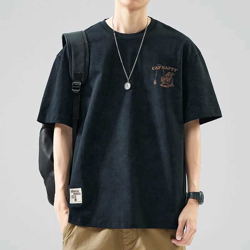 SL9688 American print tide high density knitted loose casual fashion trend versatile mens T short sleeveXJ251023