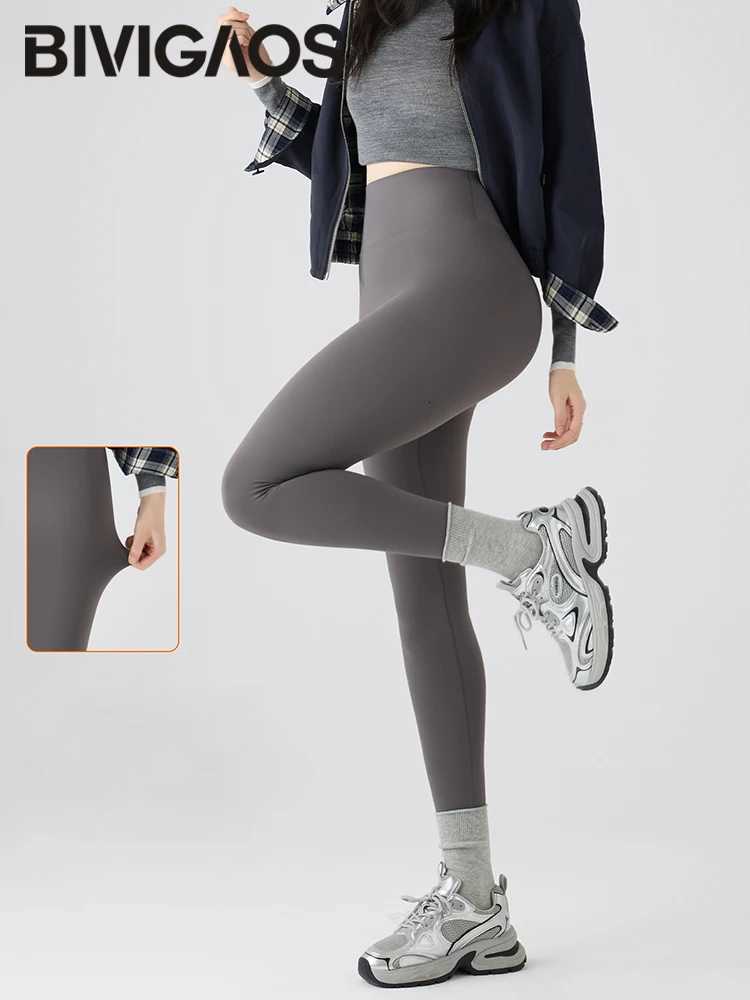 BIVIGAOS Autumn New Thin Brushed Fleece Shaping Sharkskin Leggings Women Seamless Tight Sexy Sports Yoga Fitness Leggings SpringT251023