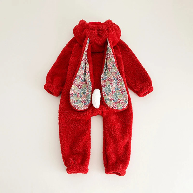 Spring Baby Girls Boys Rabbit Romper born Onepiece Jumpsuit Hooded Pajamas Boys Plush Homewear Outfits Baby Costume 251023