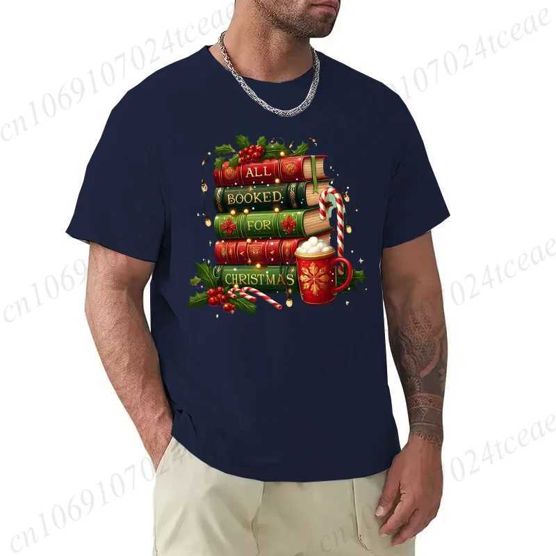 All Booked for Christmas Printed Tshirt Women Men Tshirt Christmas Teacher T Shirt Caual Book Lovers Mens TShirt Short SleeveXJ251023