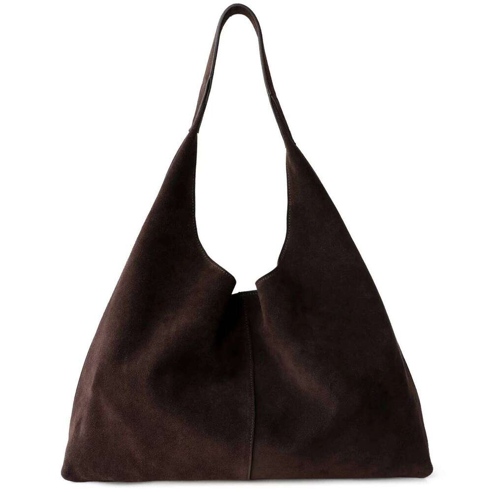 Simple High-end Suede Commuting Large-capacity Leather Lazy and Casual First-layer Cowhide Shoulder Tote Bag