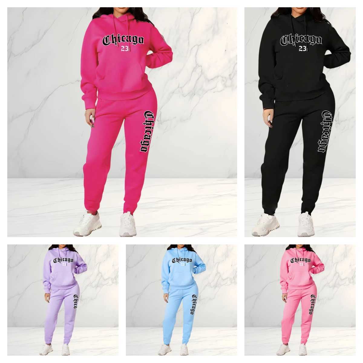 2025 Womens Letter Print Hoodie Pants 2 Piece Set Casual Sportswear Tracksuit for Streetwear Fashion and Daily OuterwearT251022