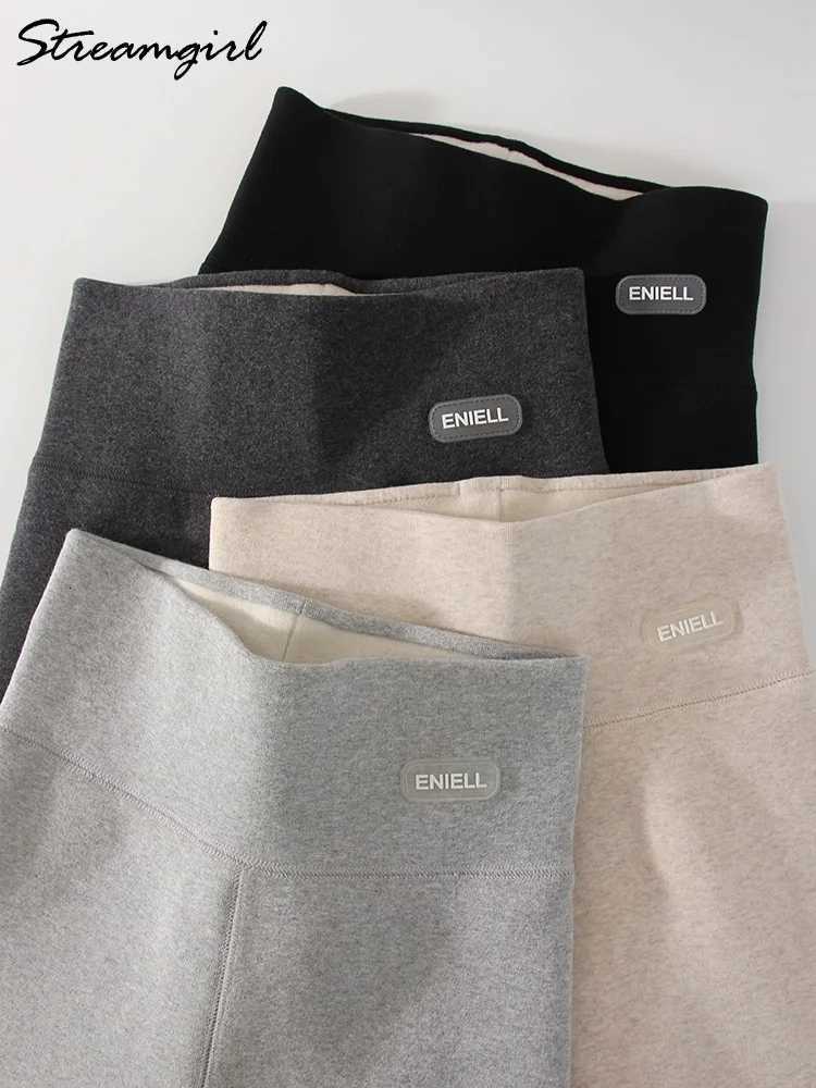 Streamgirl Thick Fleece Leggings Women Winter High Waist Black Outwear Tall Women Warm Thick Velvet Leggings For Winter PantsT251023