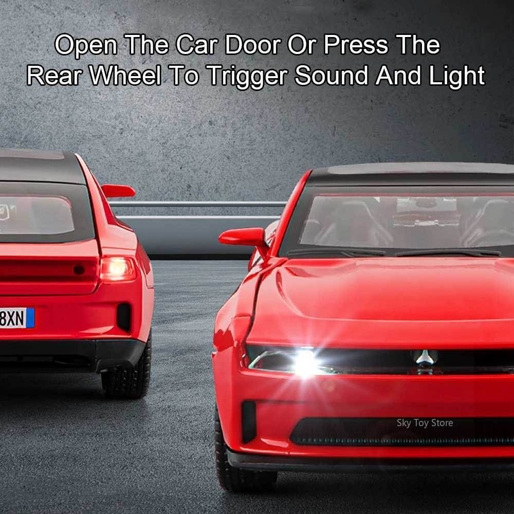 132 Challenger SRT Charger Diecast Alloy Sports Car Model Toys Doors Opened Sound Light Pull Back Vehices for Kids Friend GiftT251023