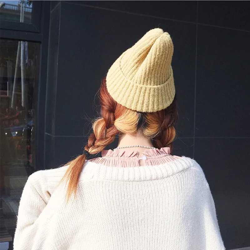 New Candy Colors Winter Hat Women Knitted Hat Warm Soft Trendy Hat Kpop Style Wool Beanie Elegant Allmatch HatXJ251023