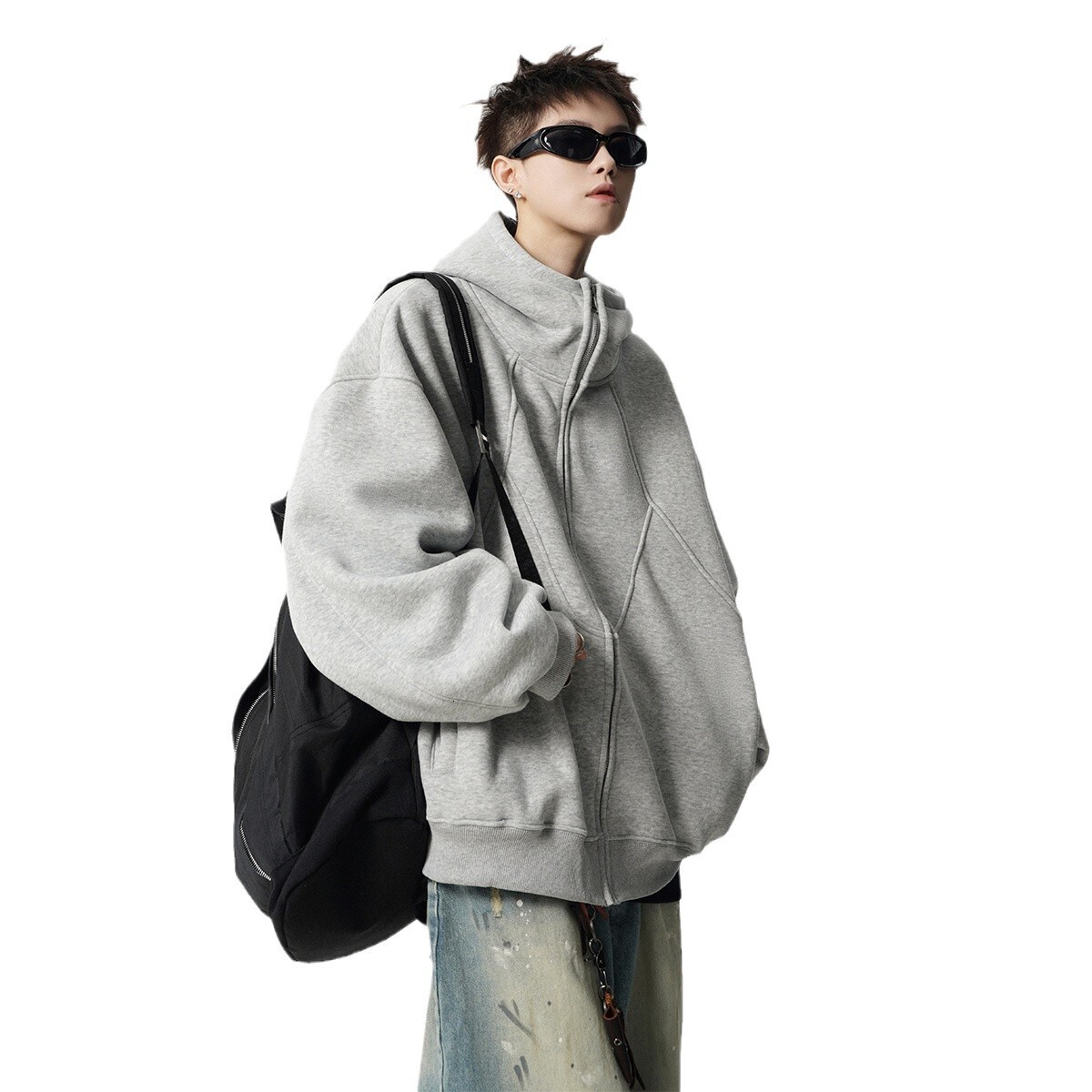 Heavyweight Deconstructed Designer Hoodie Jacket Tracksuit Men Polo Veste Coat Hoodie For Men Winter Trendy Brand Design Patchwork Sweatshirt High