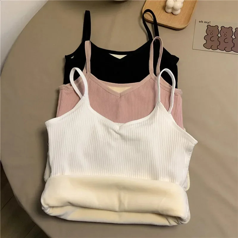 Women Winter Warm Top Thin Velvet Corset Top Solid Y2k Sleeveless Tank Tops Sleeveless Sexy Slim Fleece Warm Corset Vest Top 251023