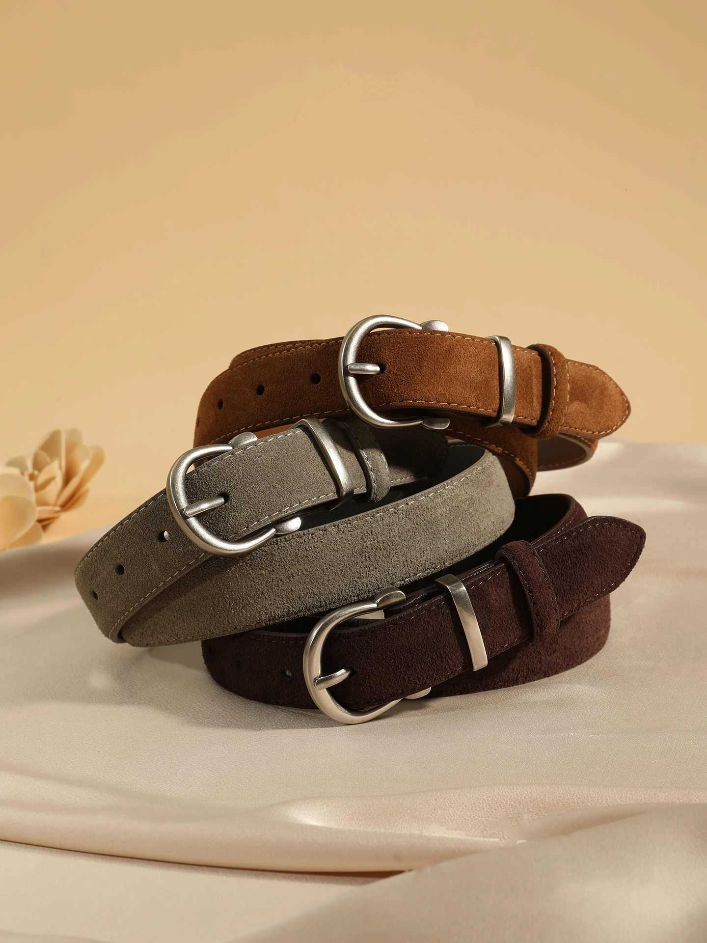 Fashion Suede Leather Belt for Women Stylish Versatile Adjustable Belts Vintage Alloy Buckle Waistband for Jeans DressXJ251023