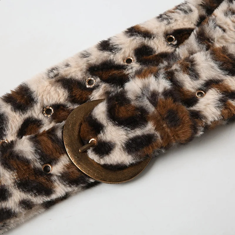 Leopard Print Fur Belts Chic Warm Hip hop Adjustable Accessorie Y2K Aesthetic 2000s Jeans Belt punk Personalized Grunge Belt 251013