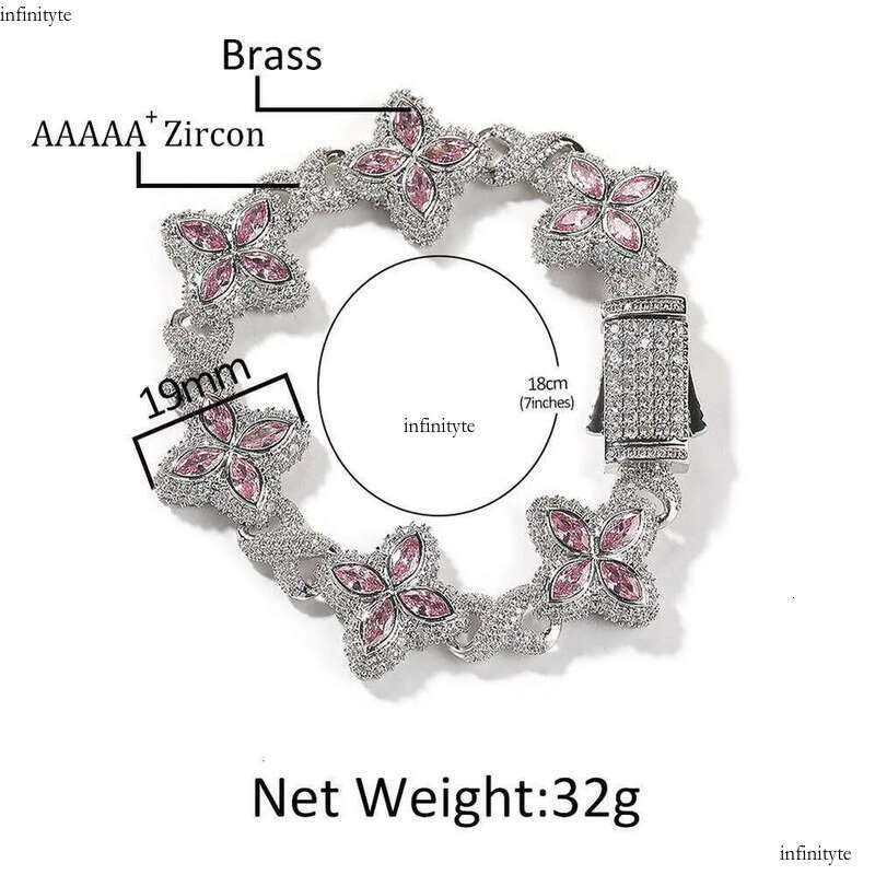 Hip hop Rap Unlimited Clover Bracelet Fashion Trendy Cool Pi Handsome High End 5A Zircon Color Handmade Jewelry 111