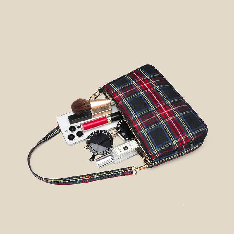 Luxury Brand Designer Bag Handmade Red Plaid Baguette Bag For Women Same Style 2025 New Versatile Shoulder Underarm Handbag
