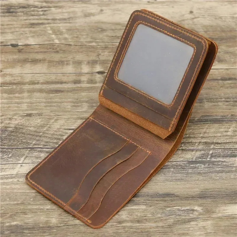 RFID Blocking Mens Oil Wax Skin Wallet Man Vintage Cow Genuine Leather Wallet Male Handmade Billfold Coin Purse Short Wallet251023