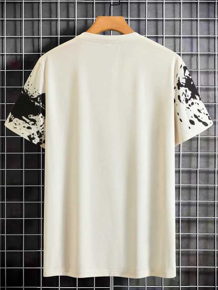 Fashionable casual mens butterfly and splash ink printed Tshirt comfortable breathable quick drying short sleeved TshirtXJ251023