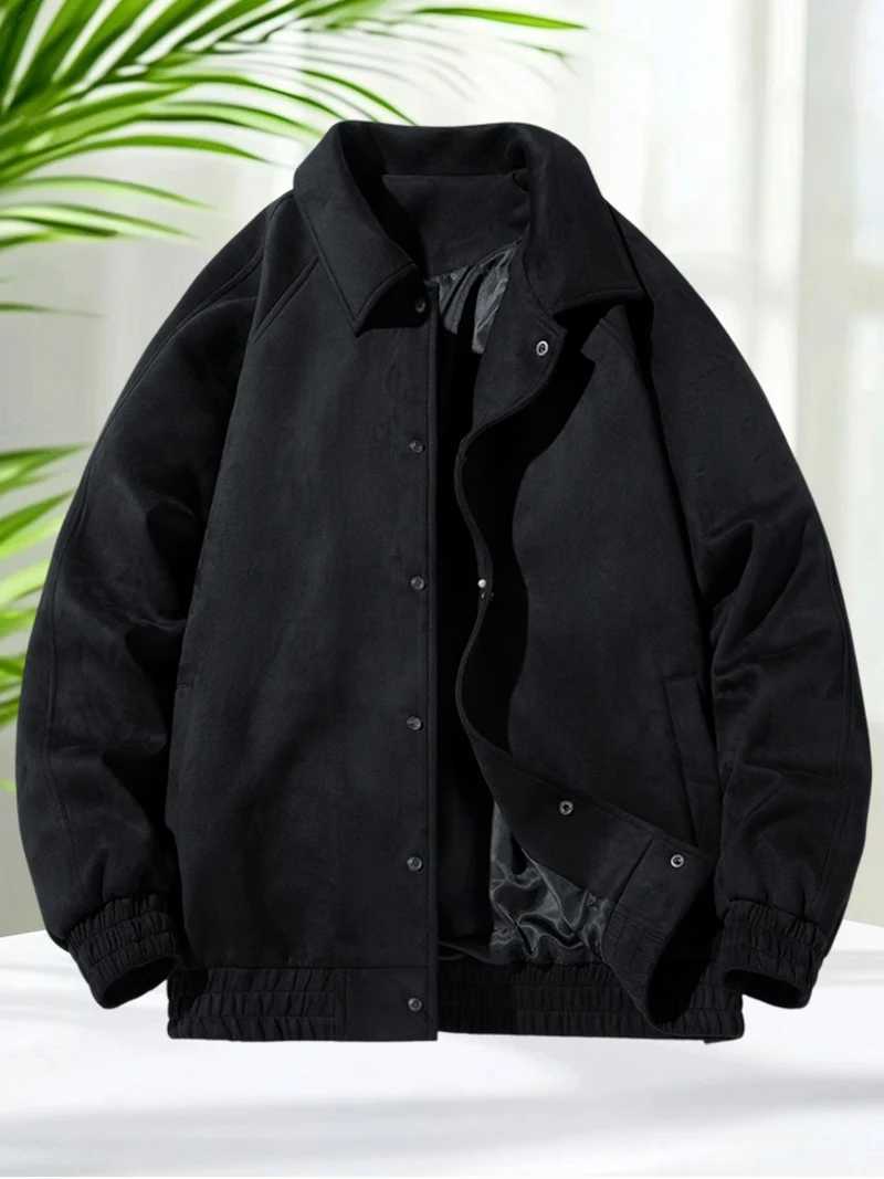 Suede Leather Jacket Men Spring Autumn Turndown Collar Casual Jacket Men Streetwear Plus Size M8XL for Big and Tall Mens Coats W251023