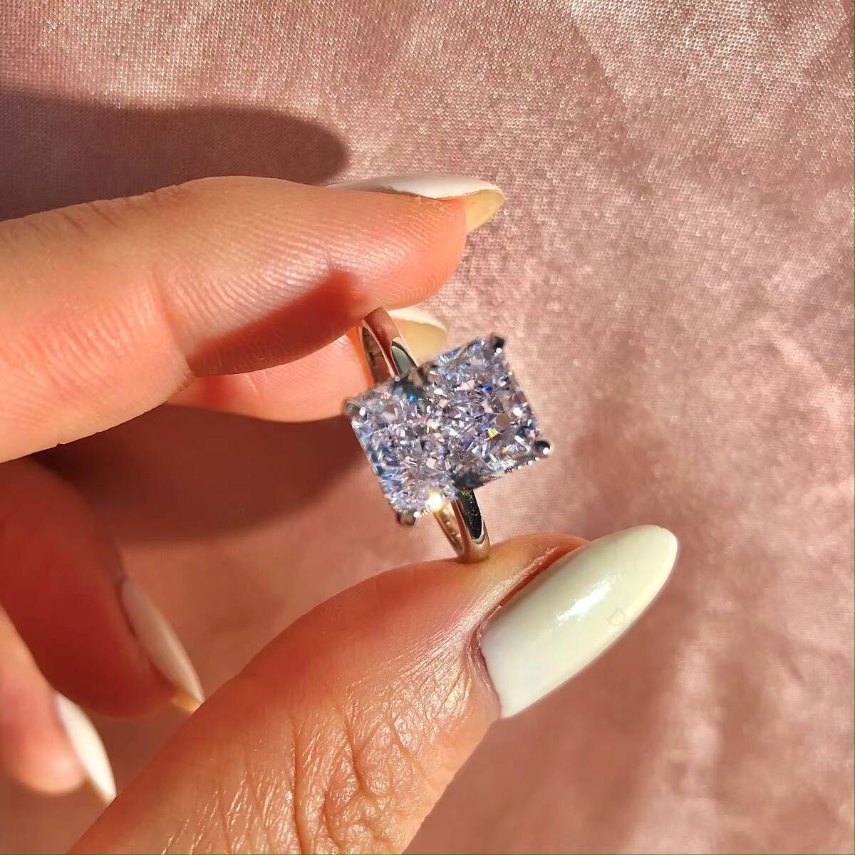 Dylam Fine Custom 8A CZ Engagement Moissanite Rings Diamond Wedding Jewelry S925 Sterling Silver Ring for Women 18K Gold Plated