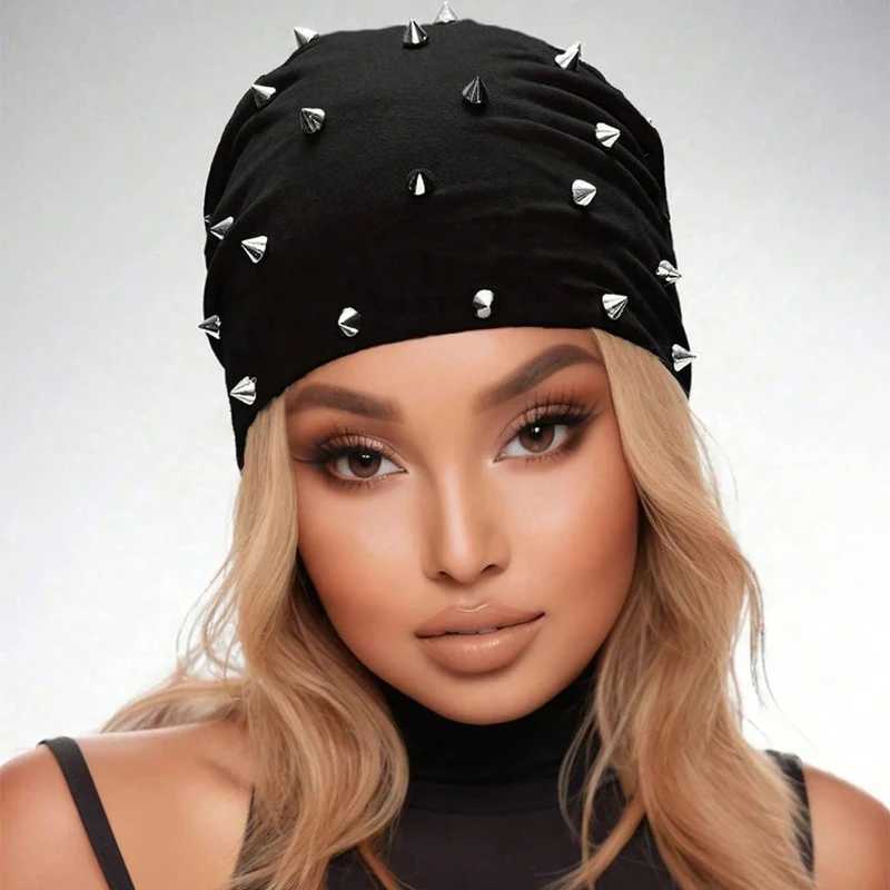 1pc Gothic Hat Unisex Goth Beanie Rivet Rock Punk Hat Stud Spike For Men Women Black GrayY2K Style lightweight and comfortableXJ251023