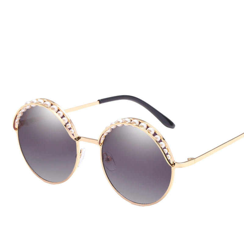 Designer sunglasses Round framed pearl sunglasses Fashion trend women's sunglasses Flower Cat's ears shape UV resistant glasses Luxury sungl