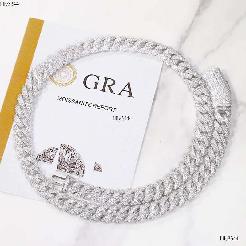 Hot Sale Mossanite 2 Rows 6mm 9mm 13mm Sterling Sier Hip Hop Necklace VVS Moissanite Cuban Link Chain aaa