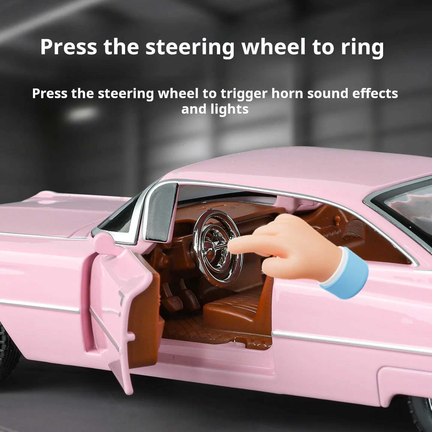 124 Cadillac Big Rocket Simulation Alloy collection Car Model Rebound Toy with sound and light Factory direct sales giftT251023