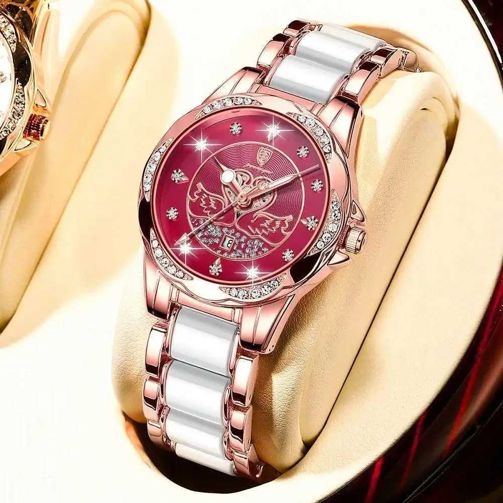 POEDAGAR Luxury Womens Quartz Watch Waterproof Luminous Date Ceramics Steel Watches For Woman Diamond Elegant Ladies WristwatchL251023