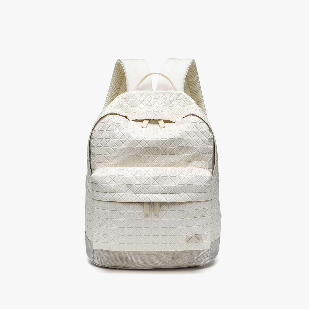 Japanese Style Geometric Diamond Silicone Travel Backpack Unisex PVC Laptop Student School Bag High Quality
