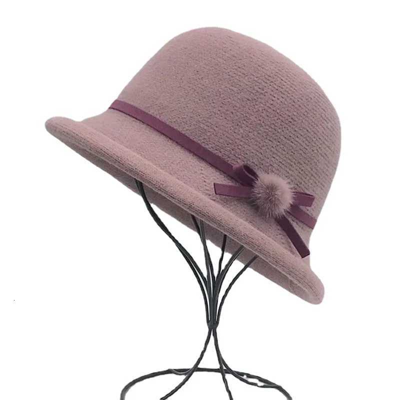 Woon Bucket Hat Wens Autumn and Winter Bow Korean Version Versati Japanese De Basin Hat British Retro Top Hat TideW251023